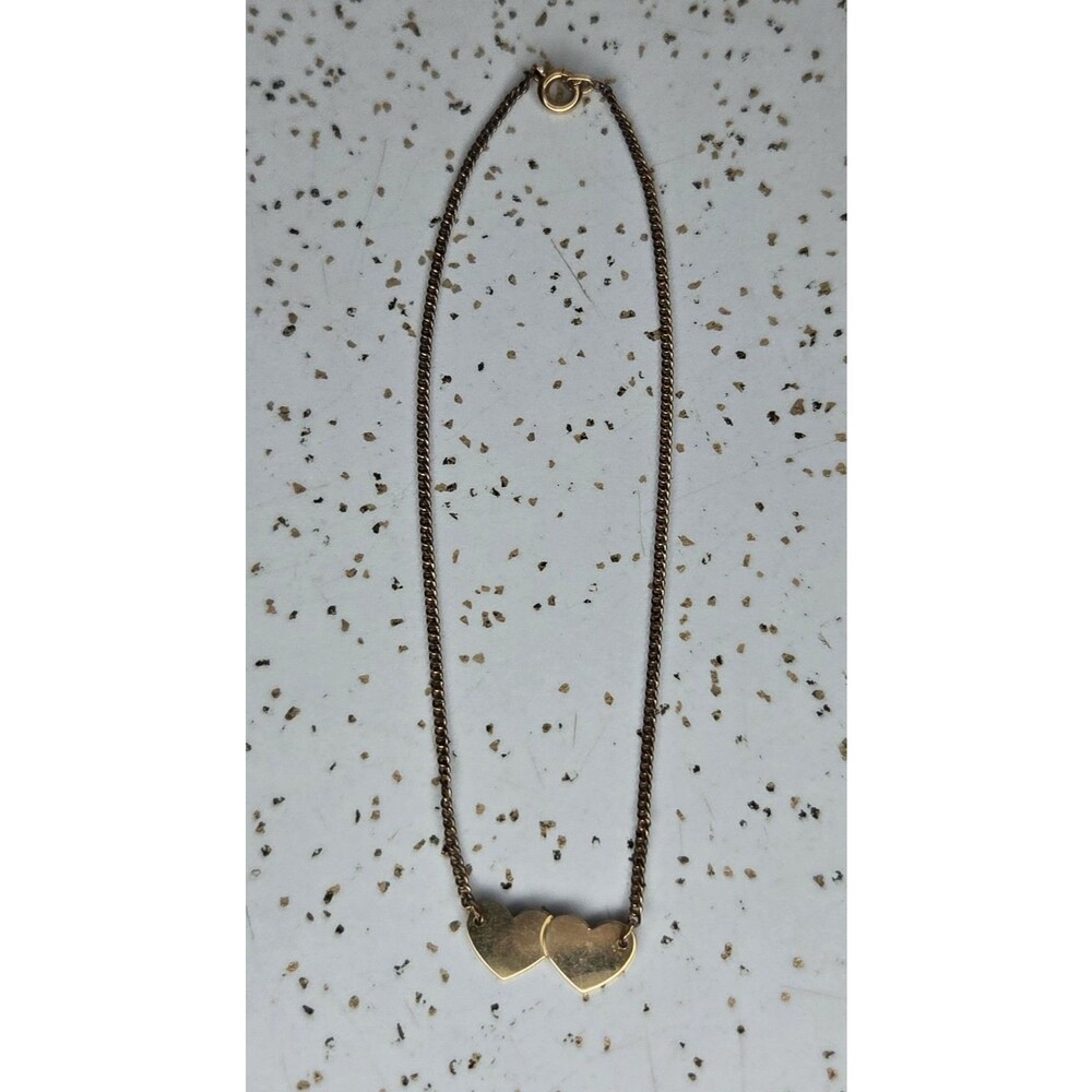 Forstner Jewelry Ankle Bracelet 12K Gold Filled 1/20 Double Hearts Anklet Sz 8½